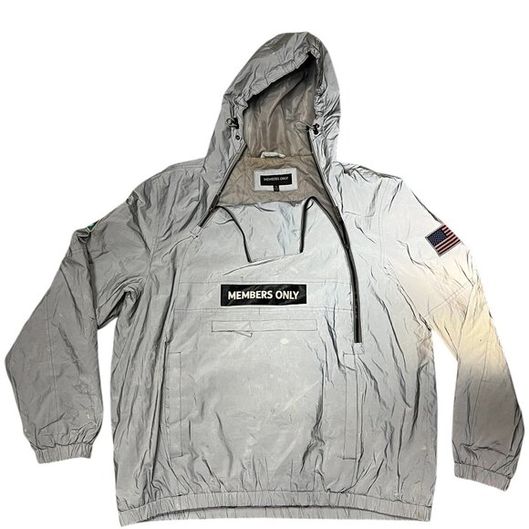 Members Only Space Suit Silver Reflective Pullover Jacket Men Size XL NASA Space - Picture 1 of 5